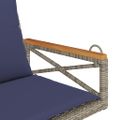 vidaXL Hojdacia lavica s vankúšmi sivá 63x62x40 cm polyratan