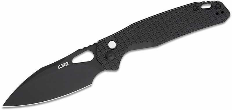 CJRB J1931-BFST FRACK vreckový nôž 9,9 cm, celočierna, celooceľový, textúra