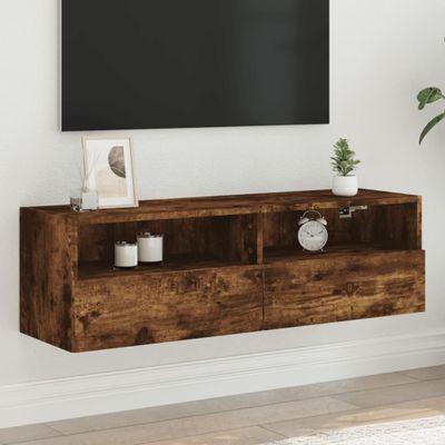 vidaXL TV nástenná skrinka dymový dub 100x30x30 cm kompozitné drevo