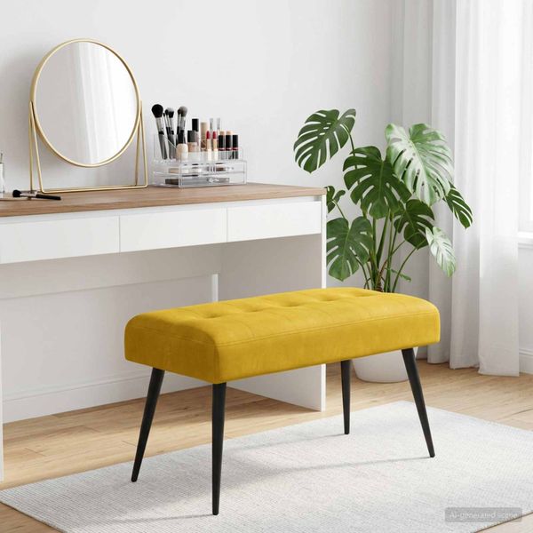 vidaXL Lavica s gombíkovým prešívaním Žltá 80 x 40 x 46 cm Zamat