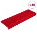 vidaXL Schodové rohože 30 ks 65x21x4 cm červené s obdĺžnikovým okrajom