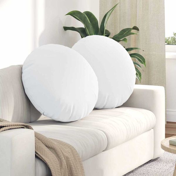 vidaXL Vankúše na sedenie 2 pcs Biela Ø60 x 21 cm látka