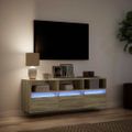 vidaXL TV nástenná skrinka s LED svetlami dub sonoma 130x31x45 cm