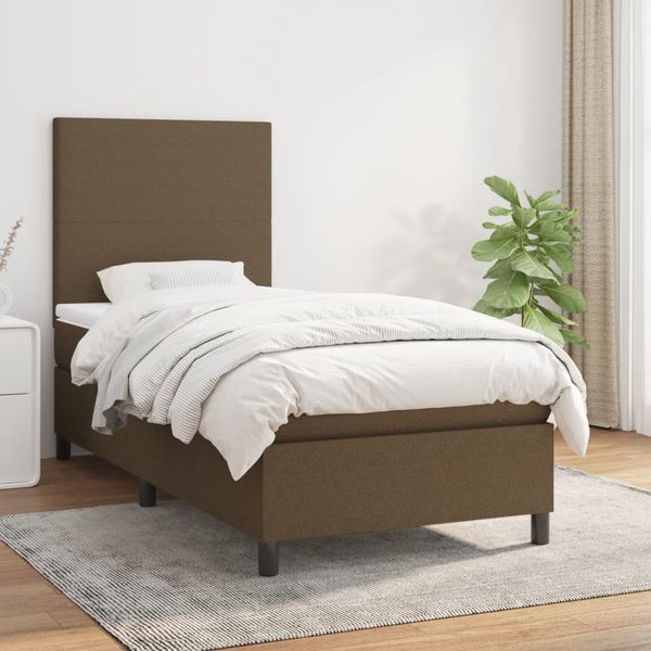 vidaXL Boxspring posteľ s matracom tmavohnedá 90x190 cm látka