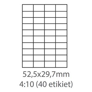 etikety Samolepiace 52,5x29,7 univerzálne biele 40ks/A4 (100 listov A4/bal.)
