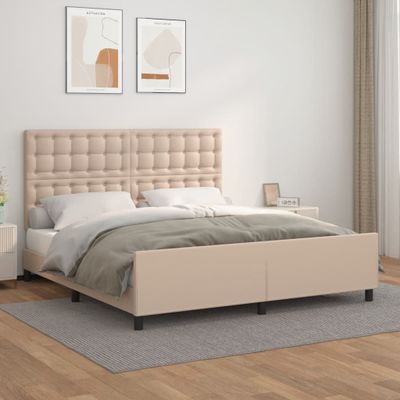 vidaXL Posteľný rám s čelom kapučínový 180x200 cm umelá koža