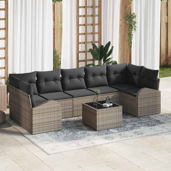 vidaXL Súprava záhradných pohoviek 8 pcs Sivá 289 x 124 x 69 cm