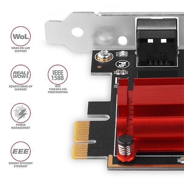 AXAGON PCEE-G25, PCIe sieťová karta - 1x 2.5 Gigabit Ethernet port (RJ-45), Realtek, PXE, vrát. LP