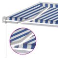 vidaXL Automatická markíza, LED a senzor vetra 600x300 cm, modrá/biela