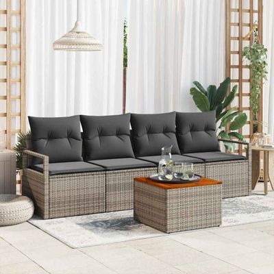 vidaXL Súprava záhradných pohoviek s úložiskom 5 pcs Sivá polyratan