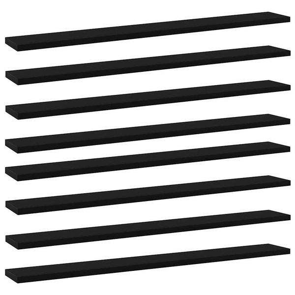 vidaXL Prídavné police 8 ks, čierne 80x10x1,5 cm, drevotrieska