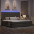 vidaXL LED úložná posteľ s matracom Sivohnedá 200 x 200 cm Látka
