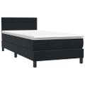vidaXL Posteľný rám boxspring s matracom a LED čierny 90x220 cm zamat