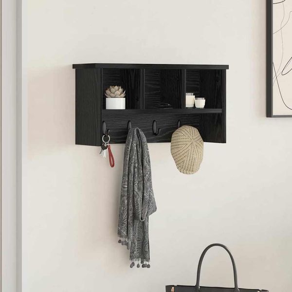 vidaXL Vešiak na stenu Čierny dub 50 x 16 x 26 cm Kompozitné drevo