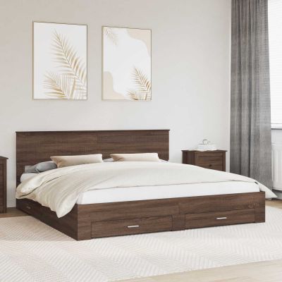vidaXL Rám postele Hnedý dub a striebro 200 x 200 cm Kompozitné drevo