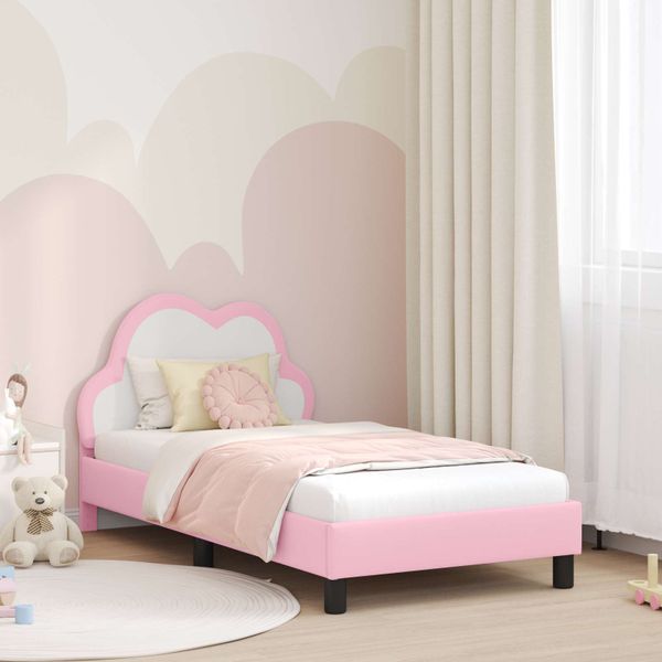 vidaXL Detský rám na posteľ s čelom Ružová 80 x 160 cm PU