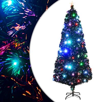 vidaXL Osvetlený vianočný stromček so stojanom a LED 210 cm, optické vlákno