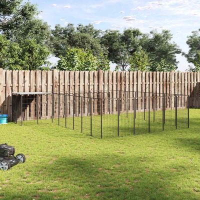 vidaXL Koterec pre psy čierny 15,73 m² oceľ