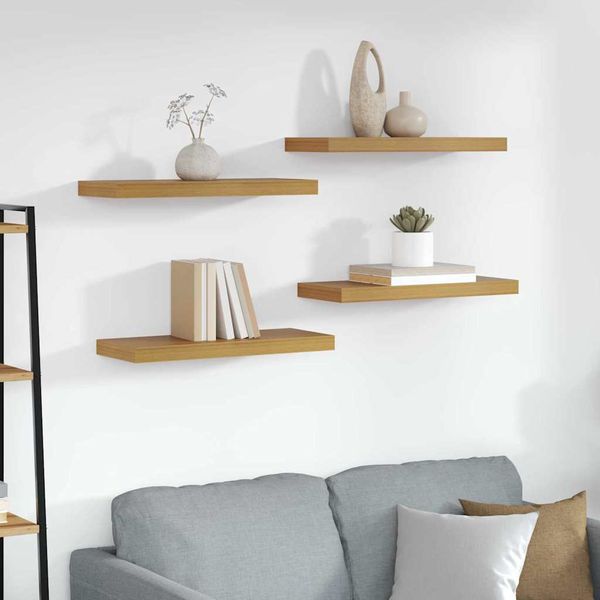 vidaXL Stenná polica 4 pcs Béžová 60 x 23 x 4 cm Kompozitné drevo