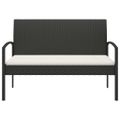 vidaXL Záhradná lavička s vankúšmi čierna 105 cm polyratan