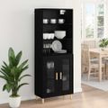 vidaXL Highboard Čierny dub 69,5 x 32,5 x 180 cm Kompozitné drevo