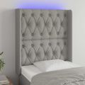 vidaXL Čelo postele s LED bledosivé 83x16x118/128 cm látka