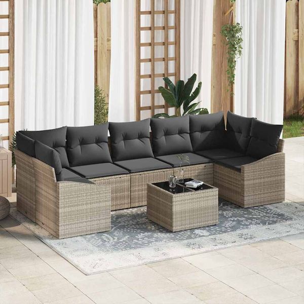 vidaXL Sada pohoviek 8 pcs Svetlo šedá a tmavo šedá polyratan