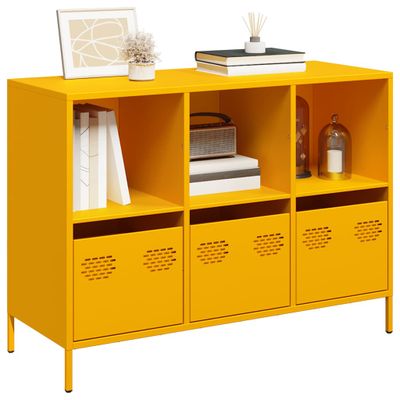 vidaXL Komoda horčicovožltá 101,5x39x73,5 cm oceľ valcovaná za studena