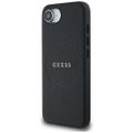 Guess HC MagSafe PU Grained Gold Ring case for iPhone 16e Black