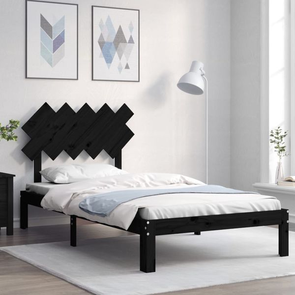 vidaXL Rám postele s čelom čierny 100x200 cm masívne drevo
