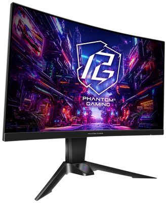 Phantom Gaming by Asrock monitor zakřivený PG27QRT2A 27"/VA/2560x1440/180Hz/300cd/m2/1ms/HDMI/DP/speaker/wifi anténa LED monitor, herní, 27", 2560×1440, 16:9, VA, 180Hz, 1ms, 300cd/m2, 1× DisplayPort, 2× HDMI, repro, cerný, en. tr. E