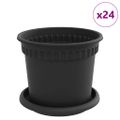 vidaXL Kvetináče 24 ks Čierna Plast