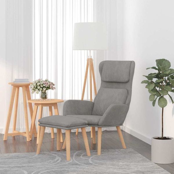 vidaXL Relaxačné kreslo s podnožkou bledosivé zamat