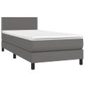 vidaXL Boxspring posteľ s matracom a LED sivá 80x200 cm umelá koža