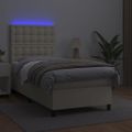 vidaXL Boxspring posteľ s matracom a LED krémová 100x200 cm umelá koža
