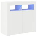 vidaXL Komoda s LED svetlami lesklá biela 80x35x75 cm