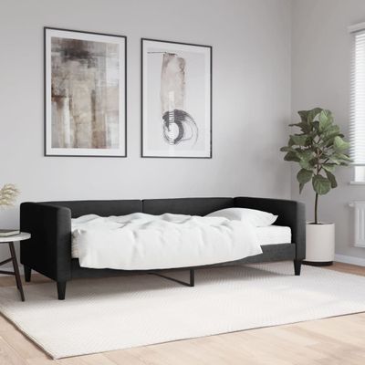 vidaXL Denná posteľ s matracom čierna 90x190 cm látka