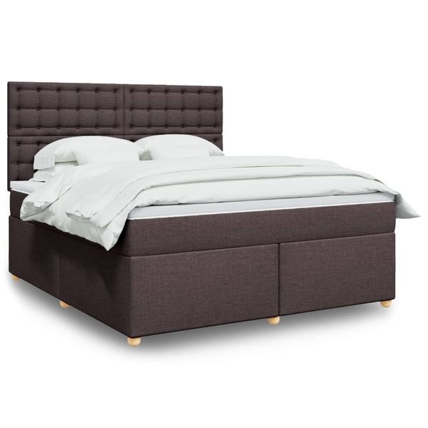 vidaXL Boxspring posteľ s matracom tmavohnedá 180x200 cm látka