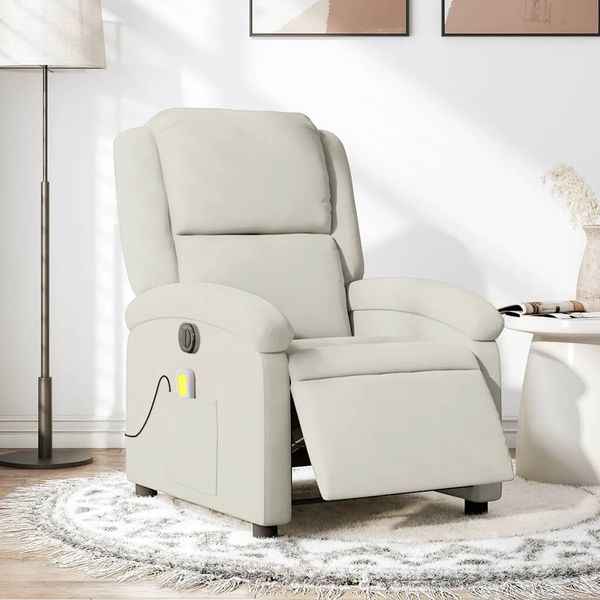 vidaXL Elektrické masážne sklápacie kreslo krémové zamat