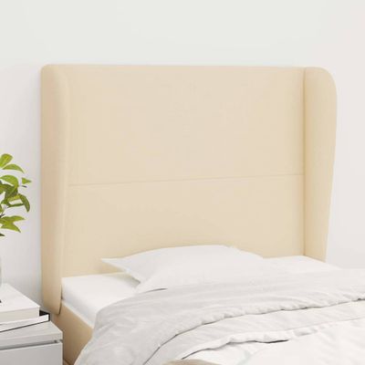 vidaXL Čelo postele so záhybmi krémové 103x23x118/128 cm látka