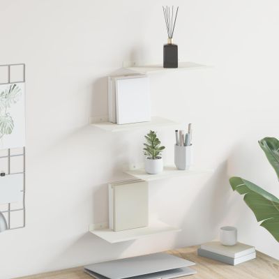 vidaXL Závesná polica 4 ks Biely 30 x 18 x 2,5 cm Oceľ