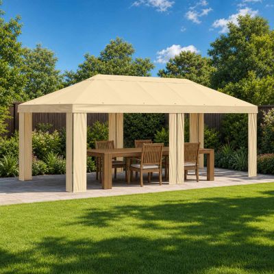 vidaXL Záhradný altánkový kryt 6 x 3 m Krémová Polyester 190 gsm