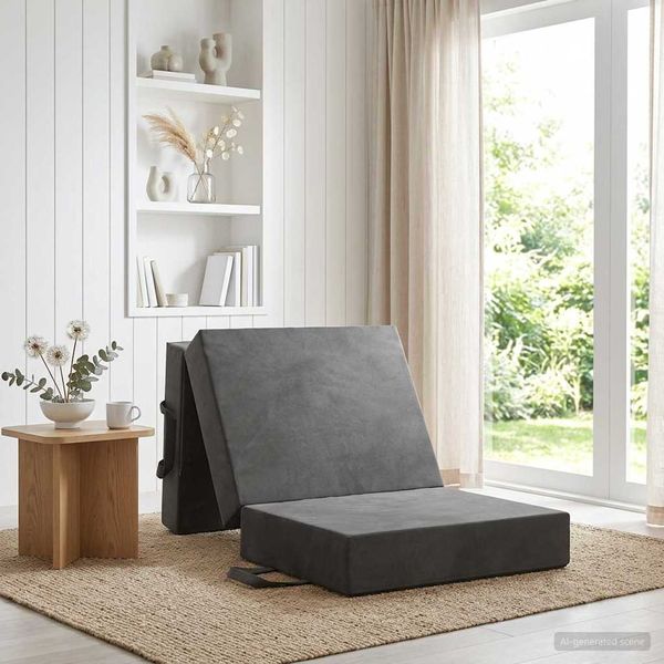 vidaXL Skladacia pohovka na spaní 75 x 63 x 45 cm Tmavosivá