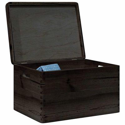 VidaXL Drevená krabica s vekom a držadlami čierna 40x30x23 cm borovica