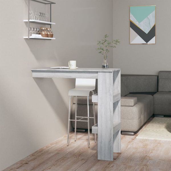 vidaXL Nástenný barový stôl sivý sonoma 102x45x103,5 cm spracov. drevo