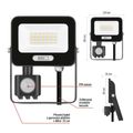 LED reflektor GLARO EMOS ZS2324B s pohybom čidlom, 20 W, čierna, IP54, 2000 lm, neutrálna biela