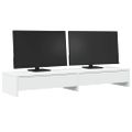 vidaXL Stojan na monitor so zásuvkami biely 100x27x15 cm, umelé drevo