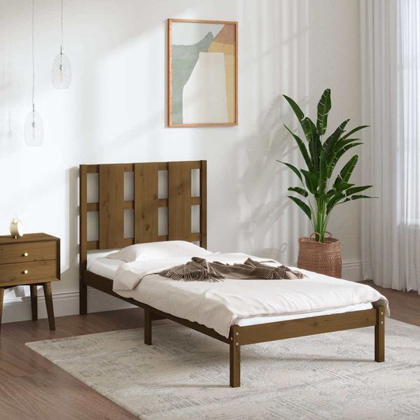 vidaXL Posteľný rám medový drevený masív 75x190cm malé jednolôžko