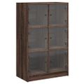 vidaXL Vysoká skrinka s dvierkami hnedý dub 68x37x109 cm kompoz. drevo