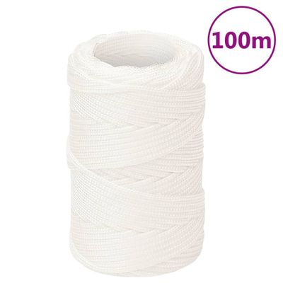 vidaXL Lodné lano biele 2 mm 100 m polypropylén